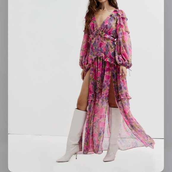for love and lemons annie maxi dress For Love And Lemons | Dresses | Free People For Love Lemons Annie Ruffles  Romantic Printed Maxi Dress